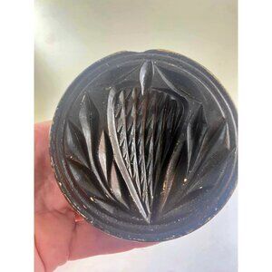 Antique Thistle Butter Print Press Mold Stylized Hand Carved Primitive